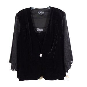 Alex Evenings Twinset Women’s Plus Size 3X Black Sheer Sleeve Cocktail Evening